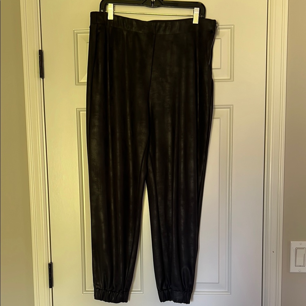 Chico’s Black Label Faux Leather Joggers – Chico’s Size 2 (Fits L/12–14)